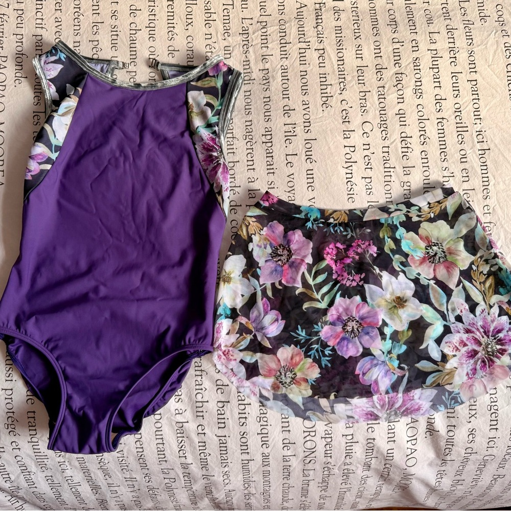 Purple Floral Leotard and Skirt Set from Élevé for ballet